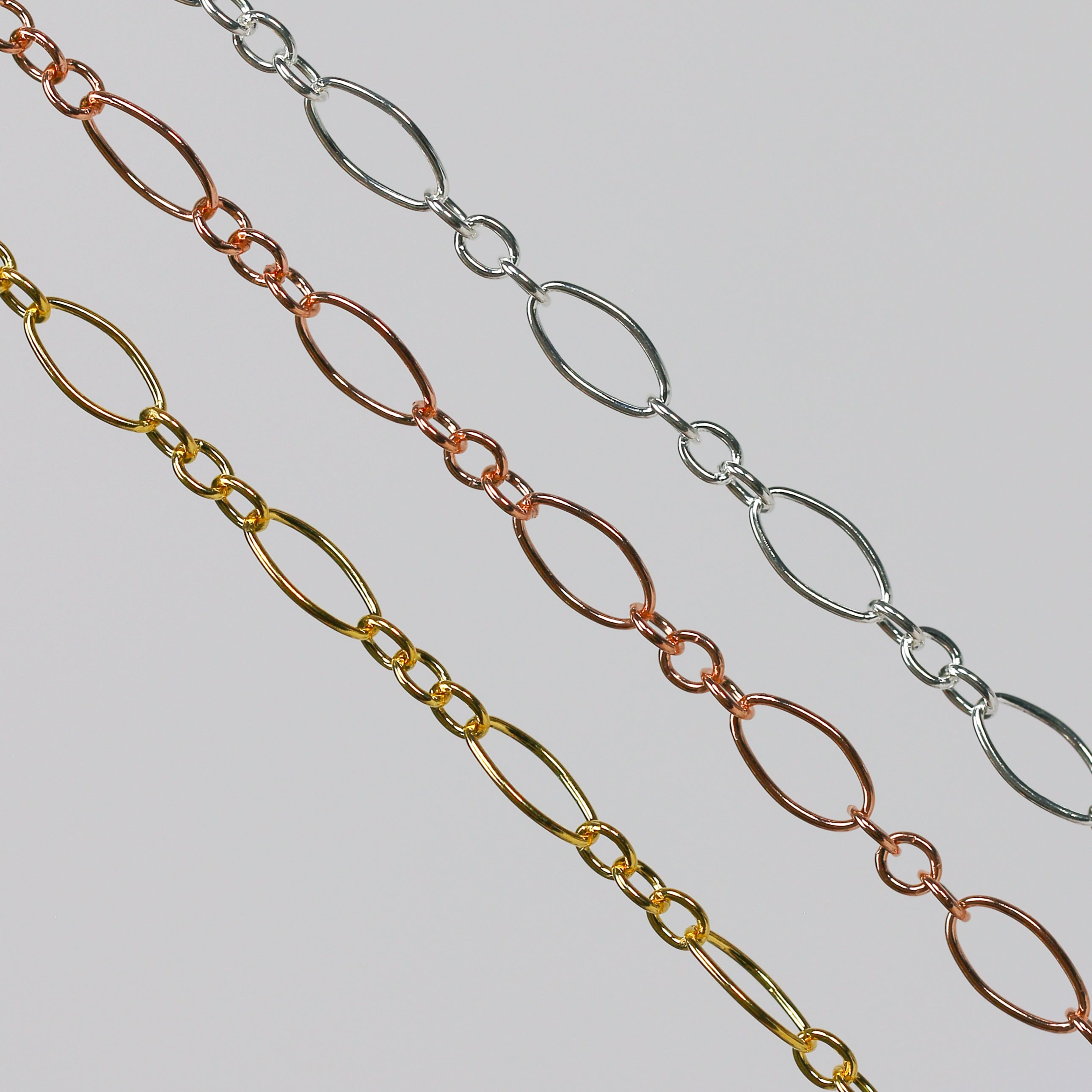 Aspen Permanent Jewelry Chain, Oval Design, Long and Small Links, Available in Gold Filled and Silver