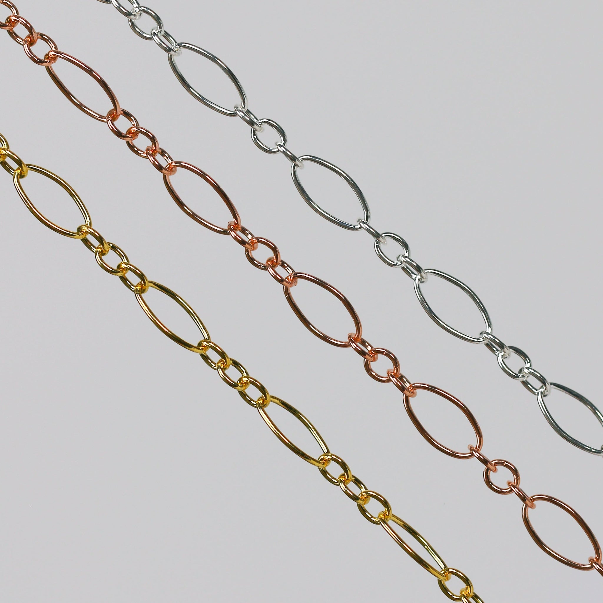 Aspen Permanent Jewelry Chain, Oval Design, Long and Small Links, Available in Gold Filled and Silver