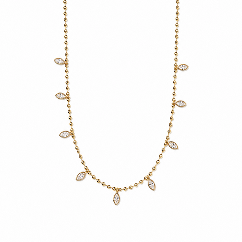 Beaded CZ Marquise Necklace