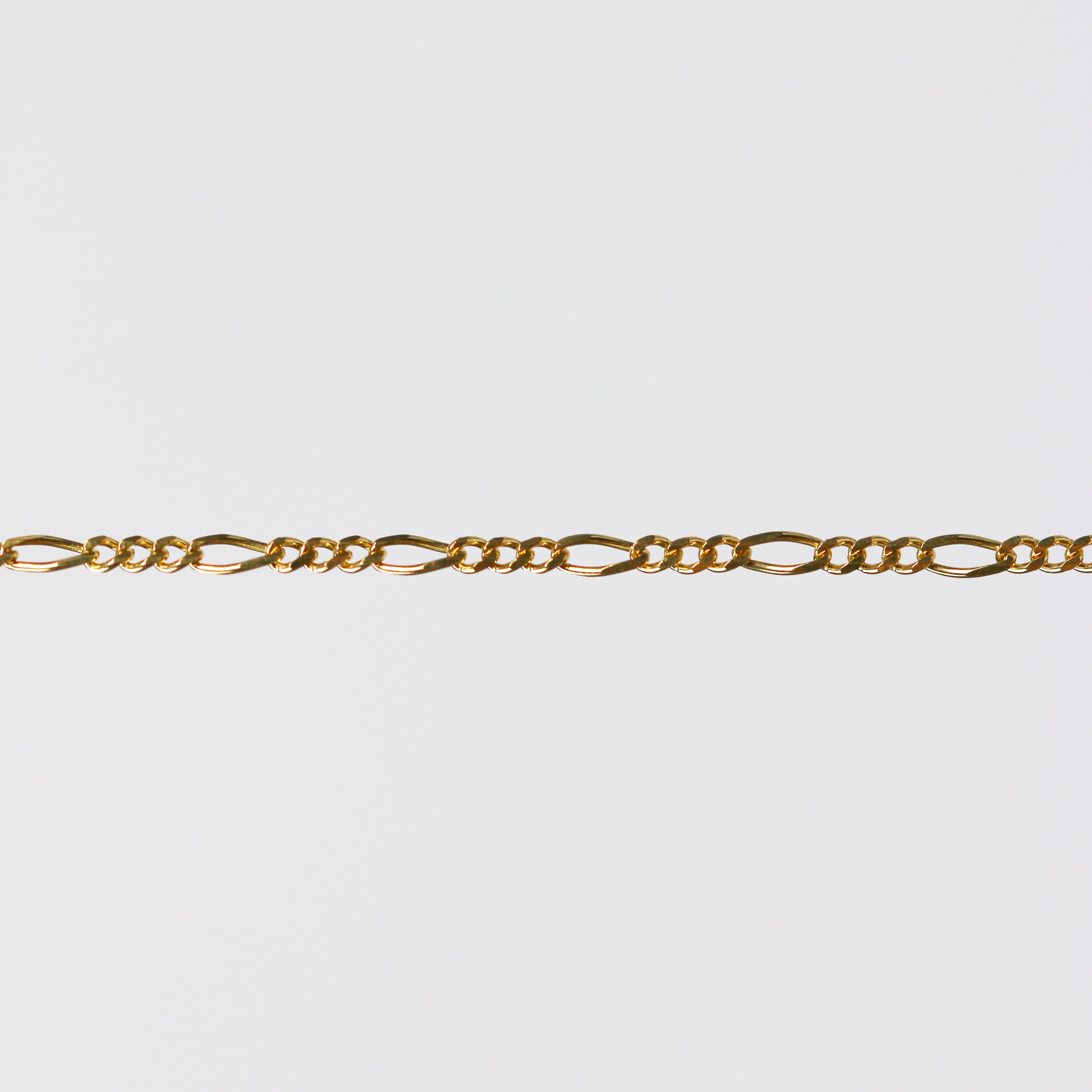 Charlie Permanent Jewelry Chain, Figaro Design, Lie Flat Links, Available in Gold Options and Sterling Silver