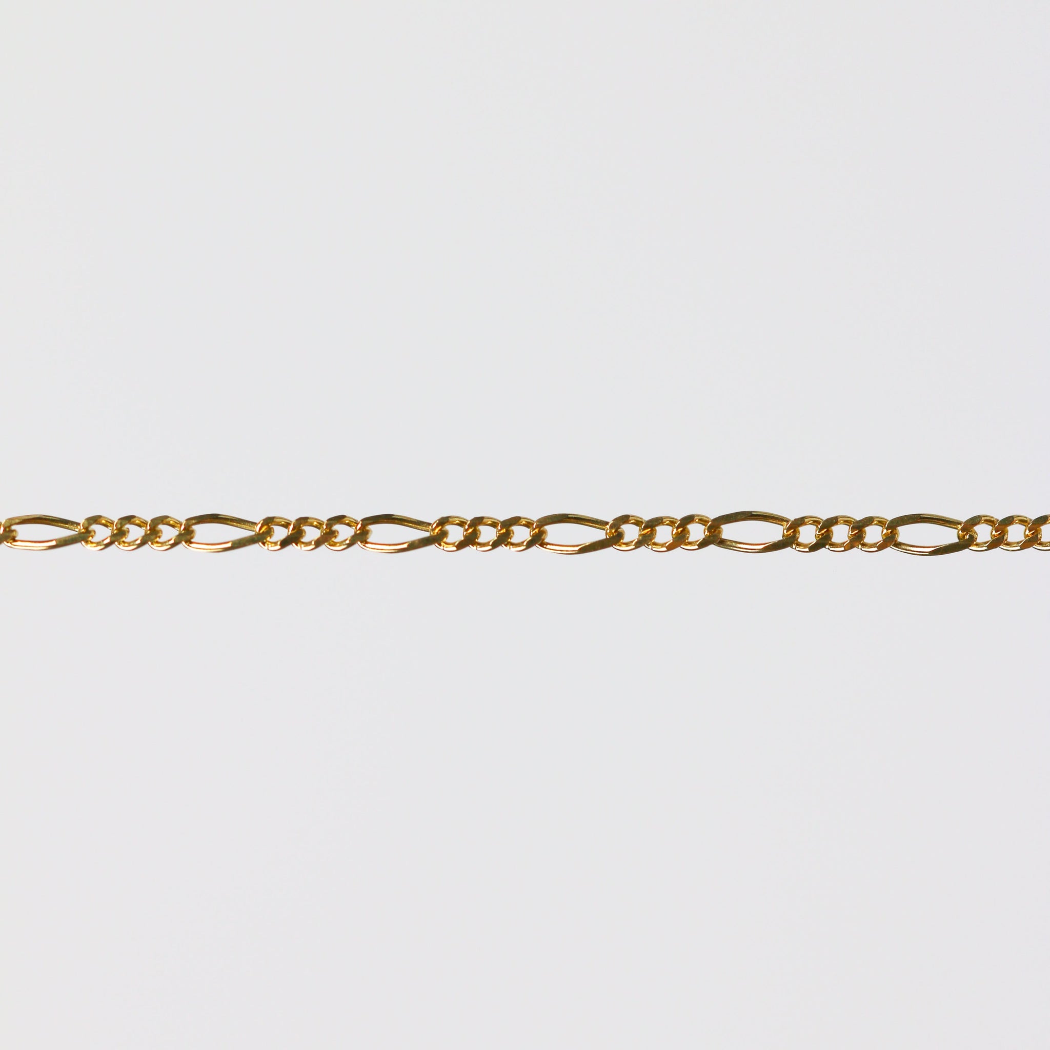 Charlie Permanent Jewelry Chain, Figaro Design, Lie Flat Links, Available in Gold Options and Sterling Silver