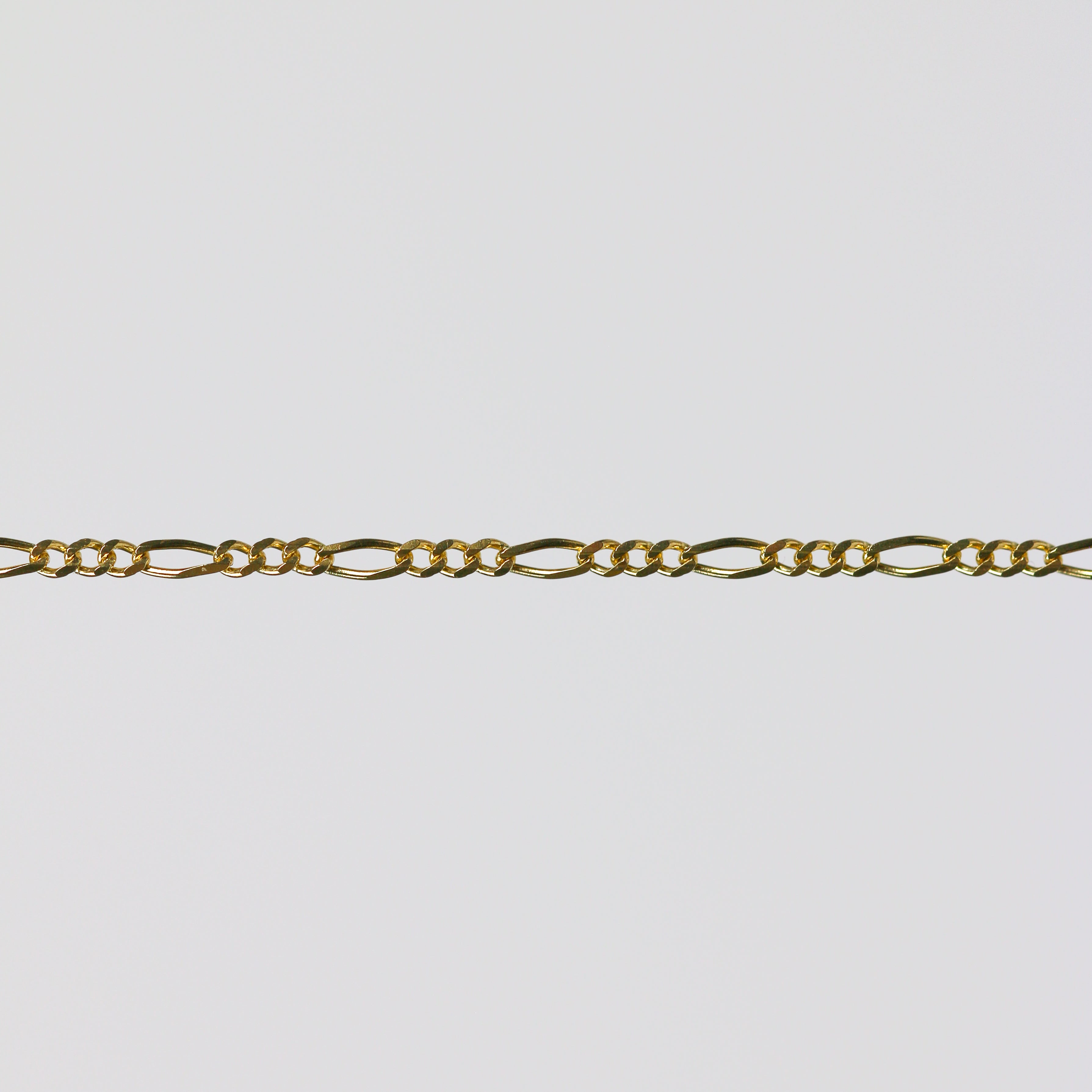 Charlie Permanent Jewelry Chain, Figaro Design, Lie Flat Links, Available in Gold Options and Sterling Silver