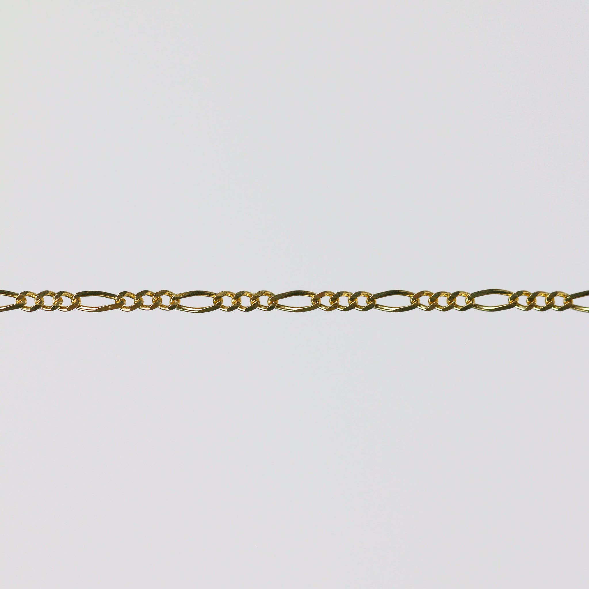 Charlie Permanent Jewelry Chain, Figaro Design, Lie Flat Links, Available in Gold Options and Sterling Silver