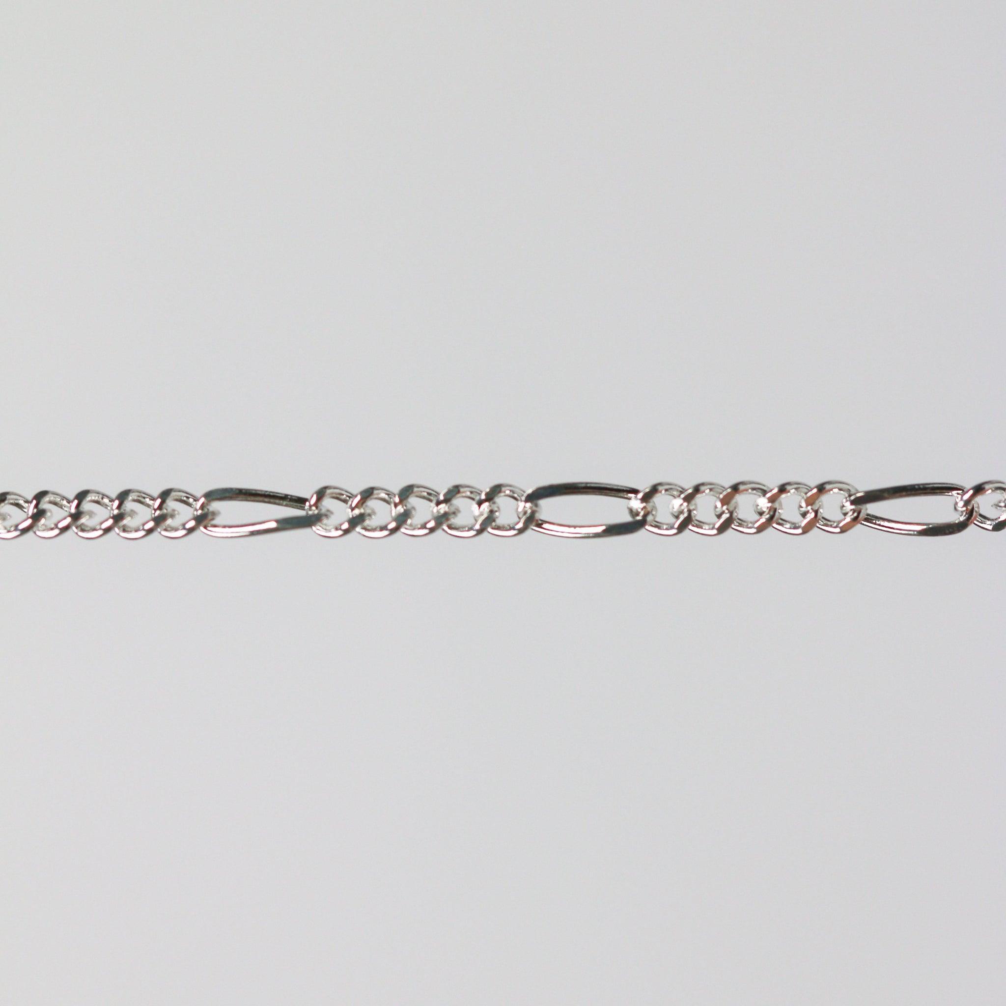 Charlie Permanent Jewelry Chain, Figaro Design, Lie Flat Links, Available in Gold Options and Sterling Silver