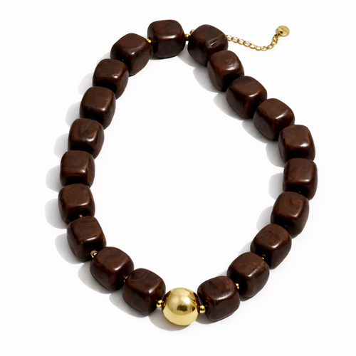 Pebbles Mocha Beaded Necklace