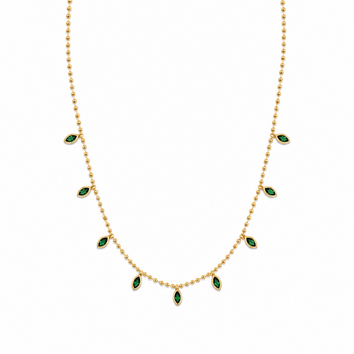 Beaded Emerald Marquise Necklace