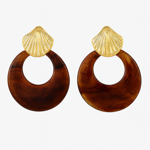 Kenle Shell Earring-Brown