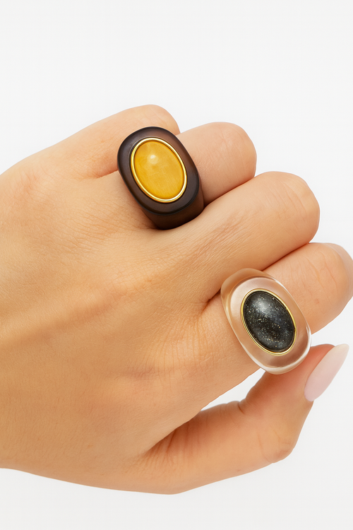 Katy Acrylic Ring - Brown
