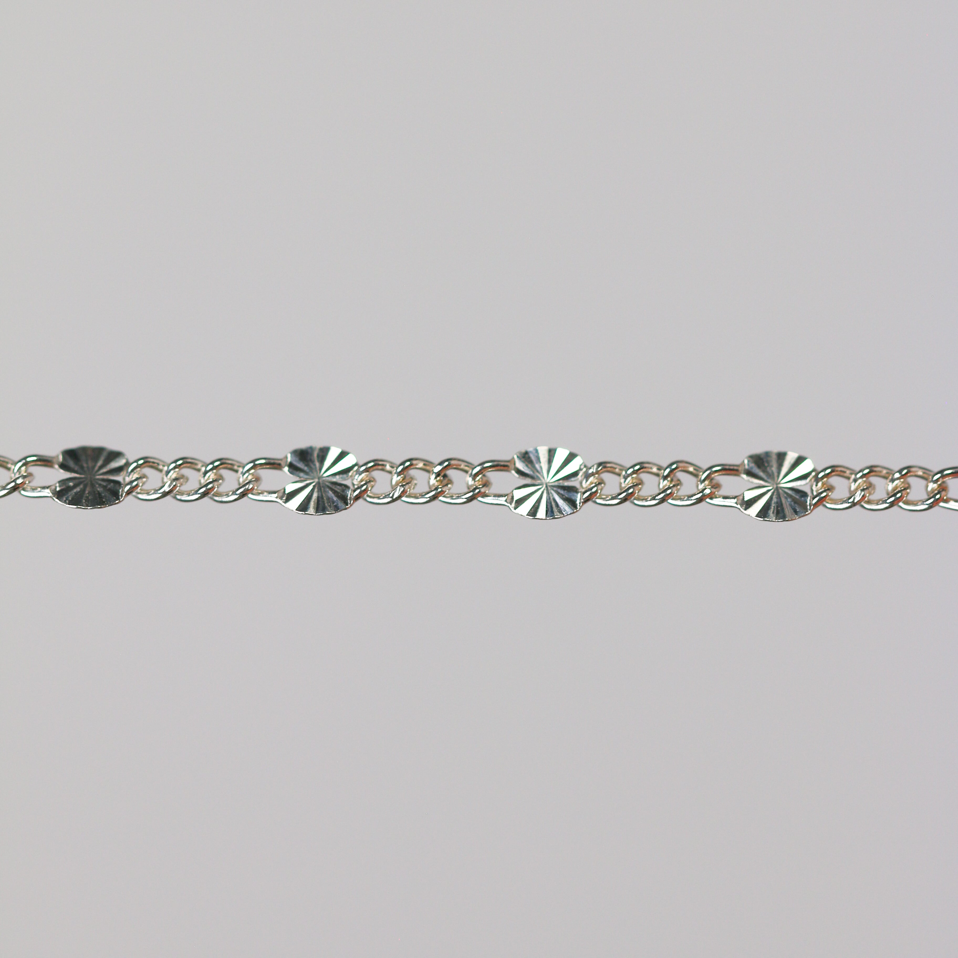 Angelica Permanent Jewelry Chain, Figaro Design, Starburst Links, Available in Gold Filled and Silver