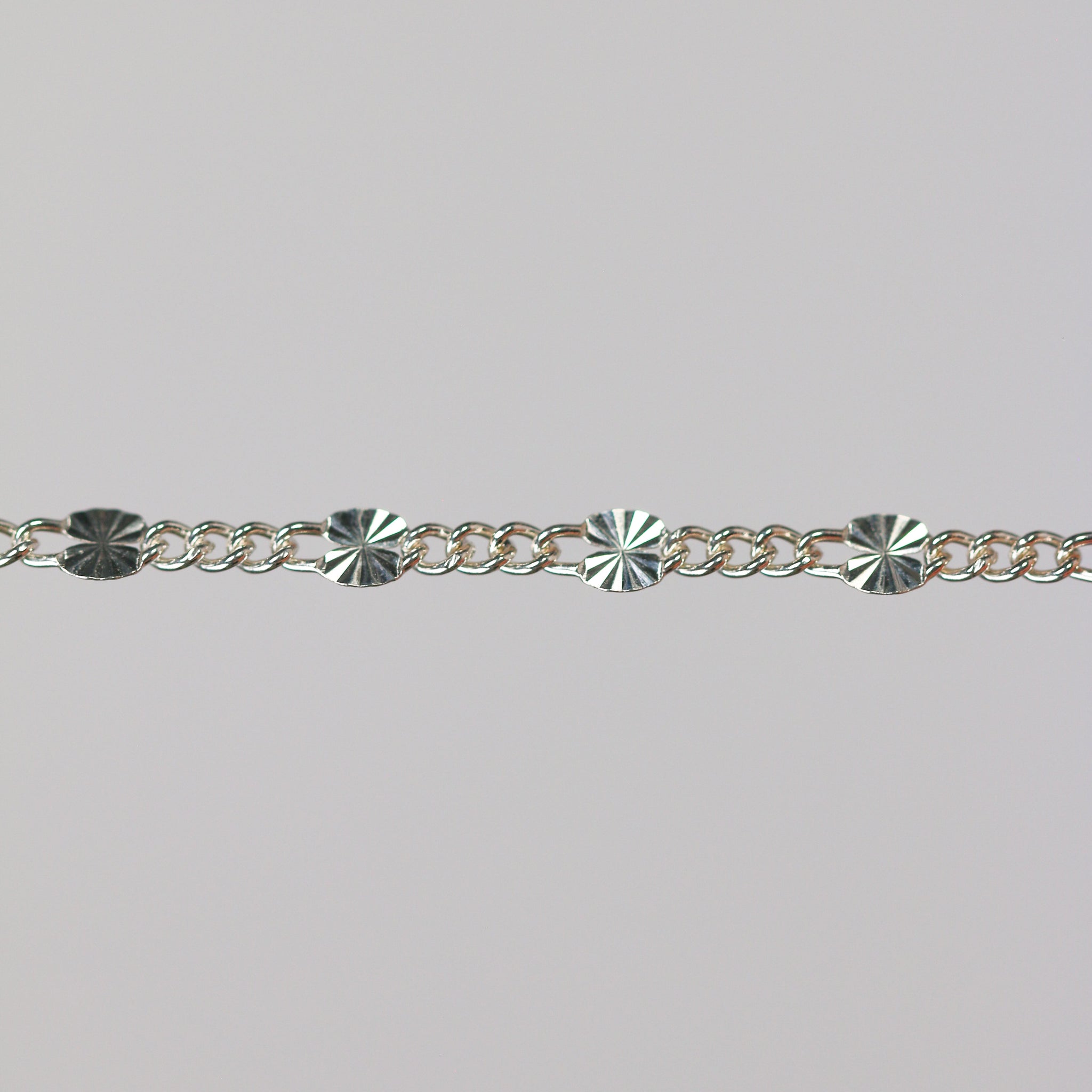 Angelica Permanent Jewelry Chain, Figaro Design, Starburst Links, Available in Gold Filled and Silver