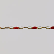 Load image into Gallery viewer, Irena Permanent Jewelry Chain, Red Enamel Design, Cable Links, Available in Gold Filled and Sterling Silver
