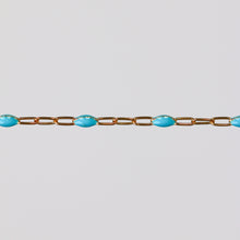 Load image into Gallery viewer, Nadia Permanent Jewelry Chain, Turquoise Enamel Design, Cable Links, Available in Gold Filled and Sterling Silver
