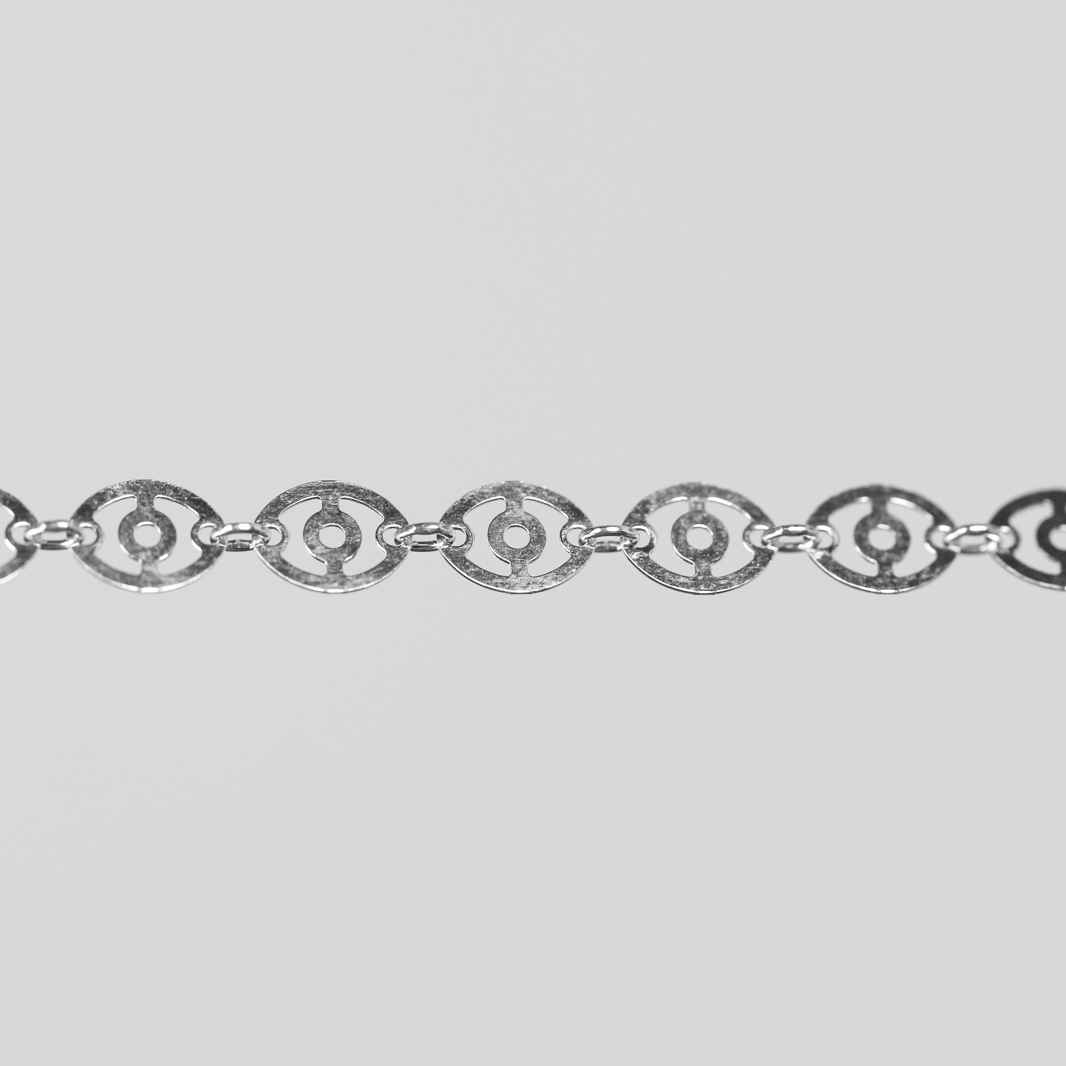 Carlotta Permanent Jewelry Chain, Oval Disc Design, Oval Small Hole Links, Available in Sterling Silver