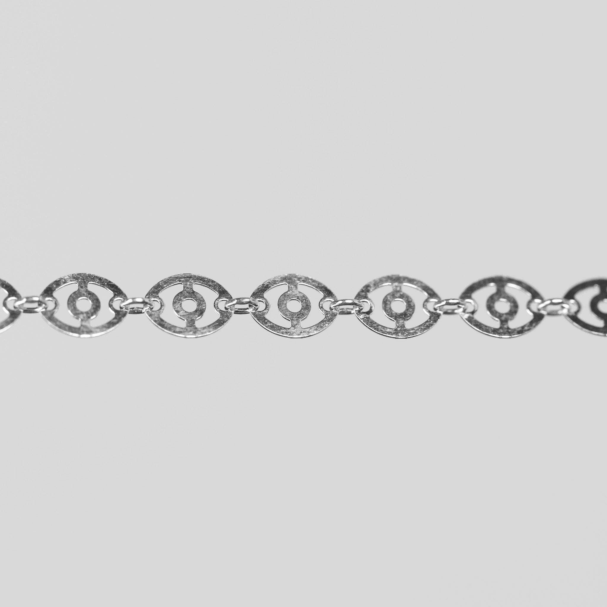 Carlotta Permanent Jewelry Chain, Oval Disc Design, Oval Small Hole Links, Available in Sterling Silver