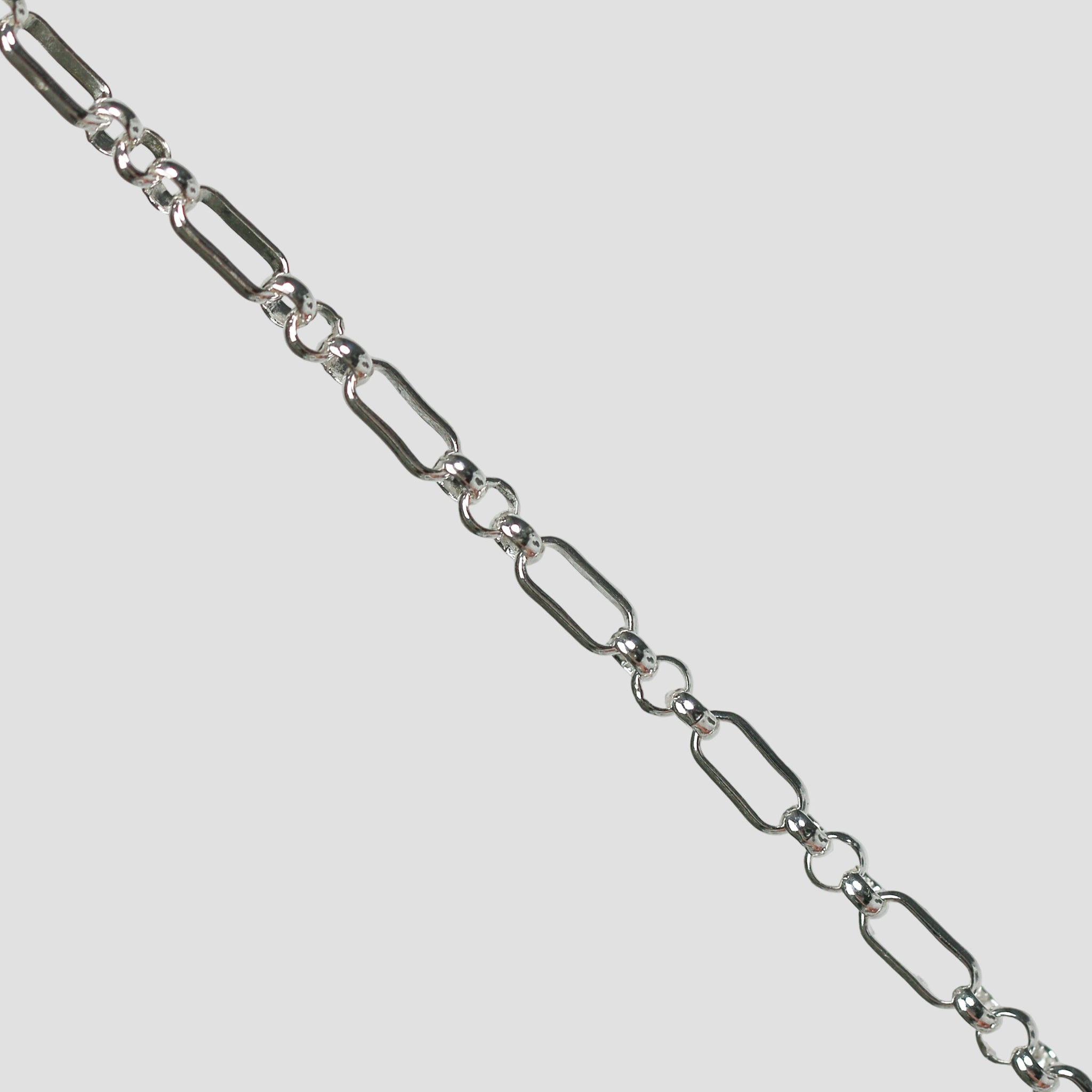 Beatrice Permanent Jewelry Chain, Rolo Design, Long and Short Links, Available in Sterling Silver