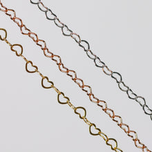 Load image into Gallery viewer, Ella Permanent Jewelry Chain, Flat Heart Design, Flat Heart Links, Available in Gold Options
