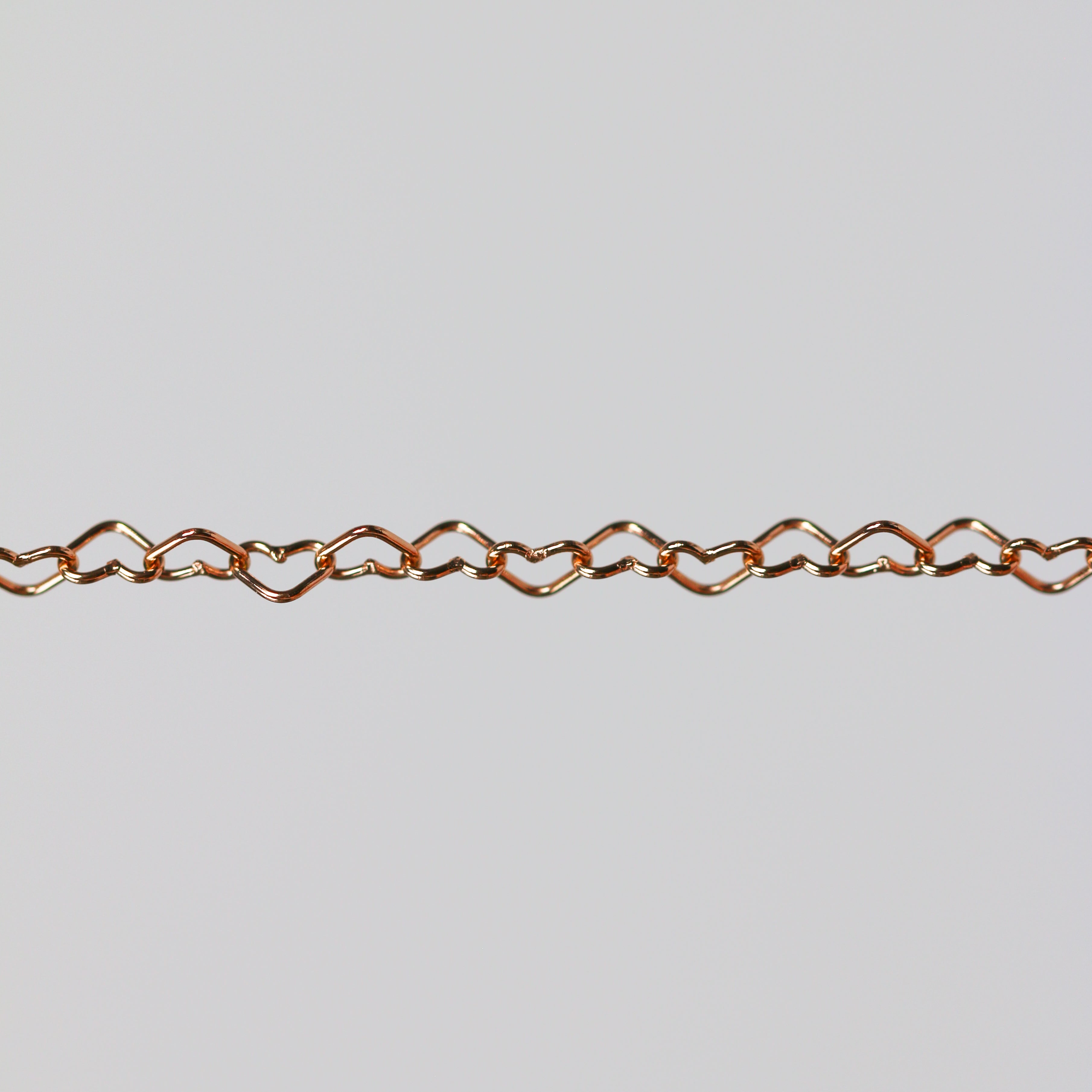 Ella Permanent Jewelry Chain, Flat Heart Design, Flat Heart Links, Available in Gold Options