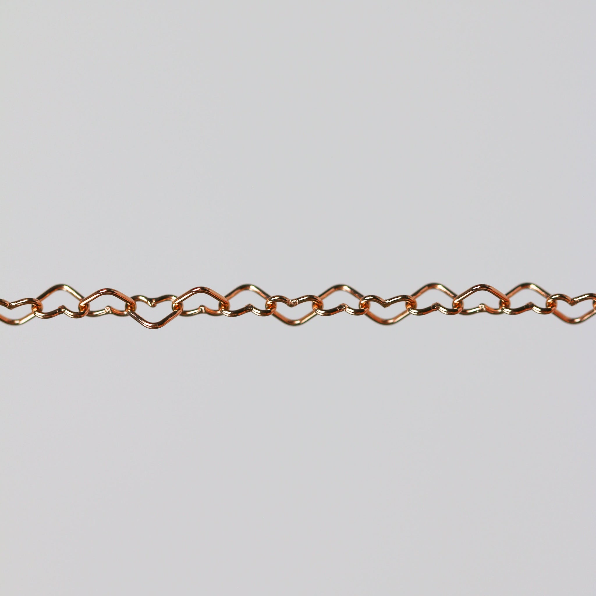 Ella Permanent Jewelry Chain, Flat Heart Design, Flat Heart Links, Available in Gold Options