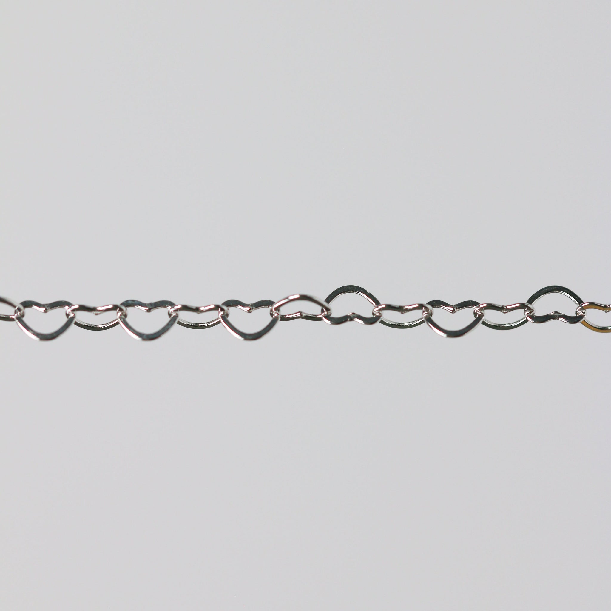 Ella Permanent Jewelry Chain, Flat Heart Design, Flat Heart Links, Available in Gold Options