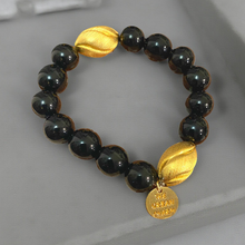 Load image into Gallery viewer, Black Spinel Protection Mantra Bracelet
