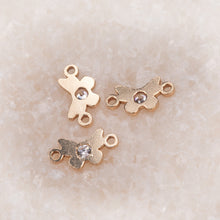 Load image into Gallery viewer, Butterfly Connector | 14K Gold Filled Yellow | 8.7mm | White Gemstone | 4pk
