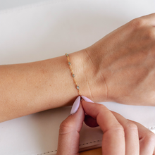 Load image into Gallery viewer, Benedetta Permanent Jewelry Chain, Opal Enamel Design, Cable Links, Available in Gold Filled and Sterling Silver
