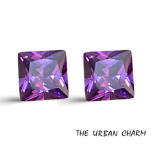 Load image into Gallery viewer, 10mm Princess Amethyst Cubic Zirconia AAAAA quality Lab-grown Loose Gemstones : Set of 2
