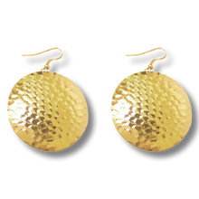 Load image into Gallery viewer, Gold Hammered Circle Earrings
