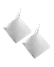 Load image into Gallery viewer, Hammered Diamond Dome Dangle Earrings
