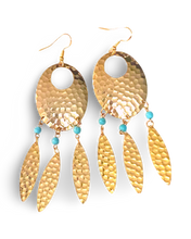 Load image into Gallery viewer, Navette Dream Catcher Earrings with Turquoise Accents and Feathers by The Urban Charm
