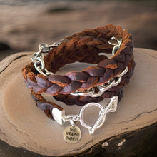 Load image into Gallery viewer, Brown Braided Four Wrap Genuine Leather Bracelet
