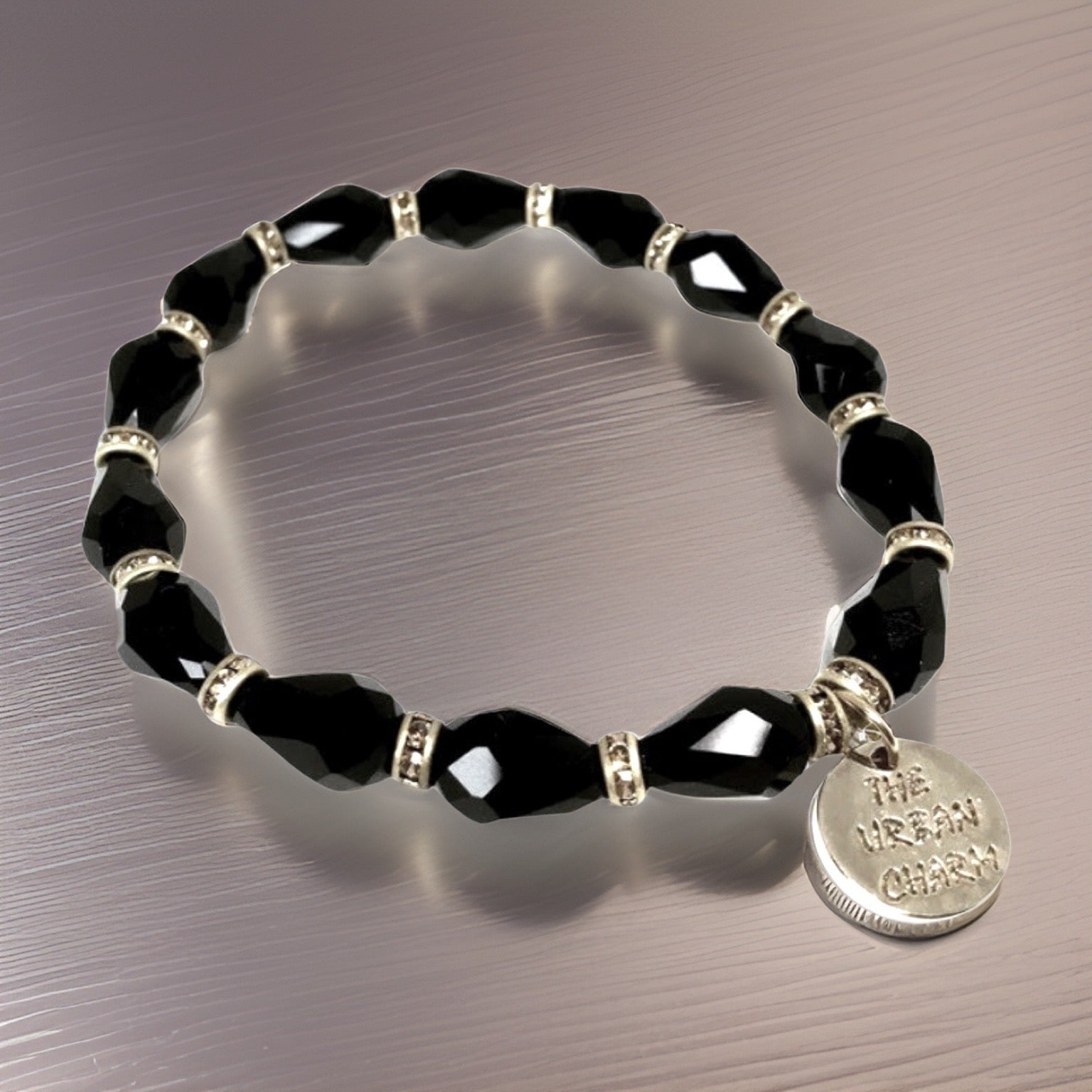 Black Tourmaline Faceted Crystal Bracelet