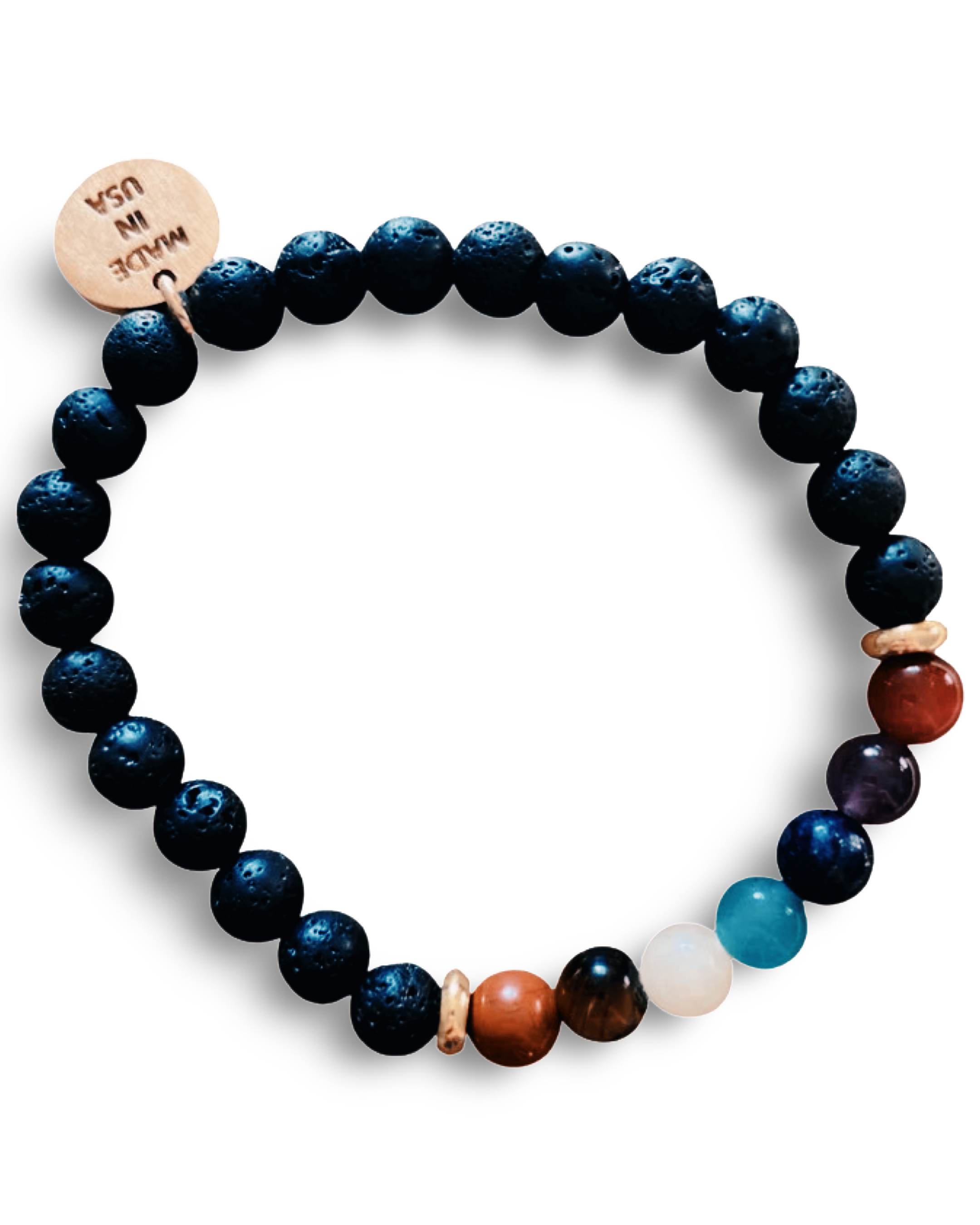 Small Black Lava Rock Chakra Bracelet