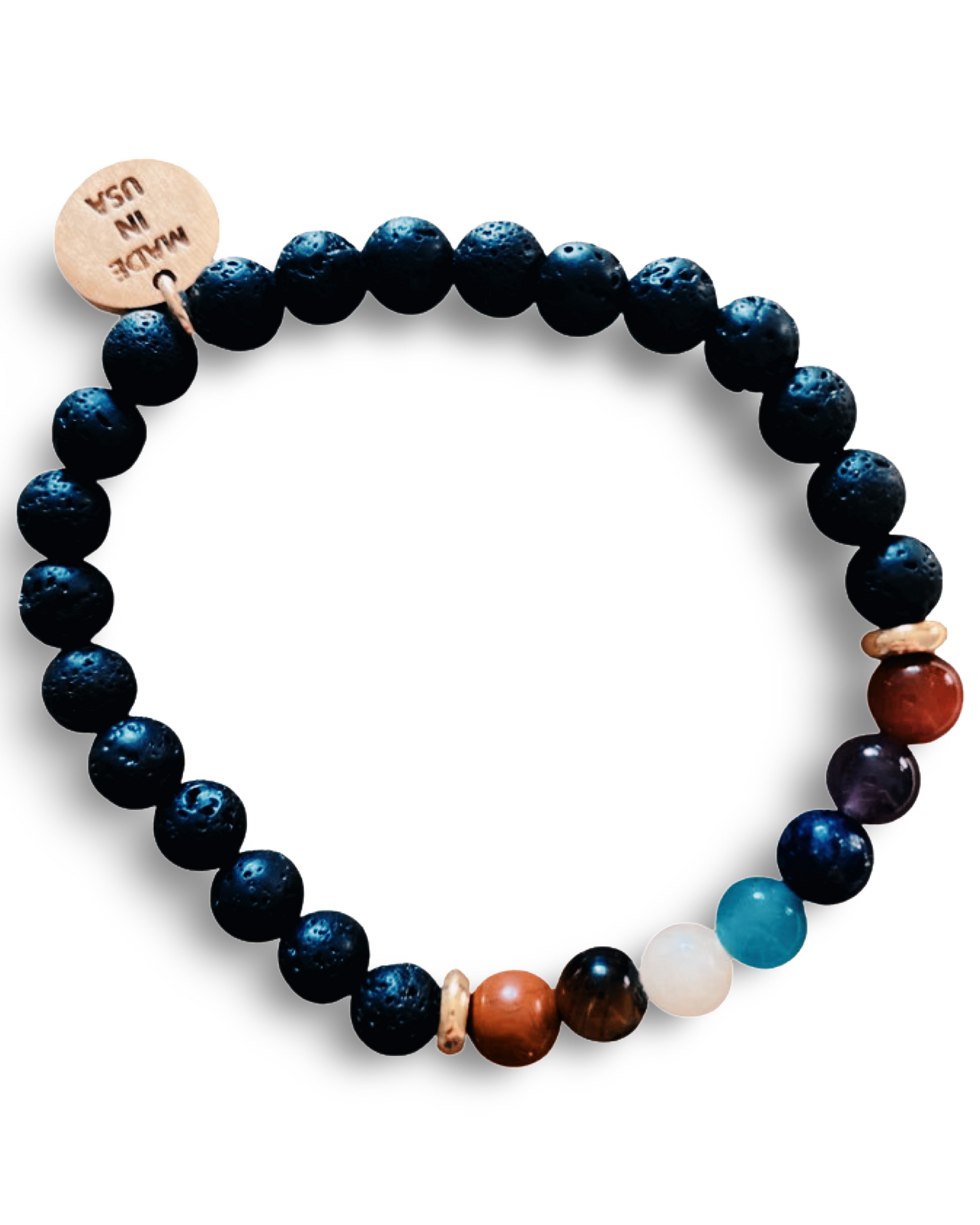 Small Black Lava Rock Chakra Bracelet