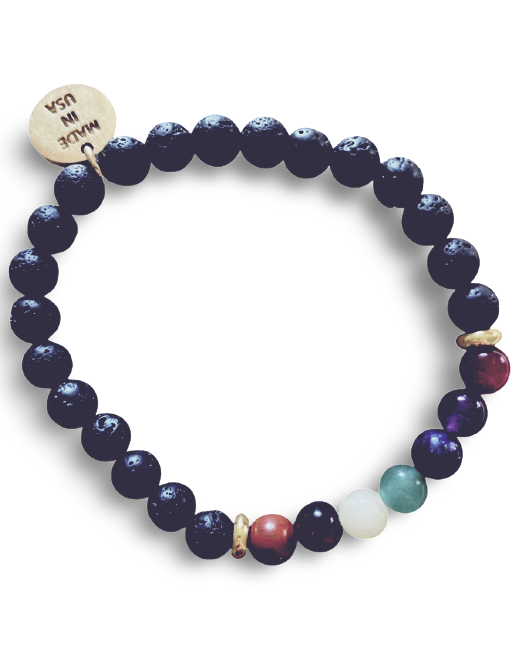 Small Black Lava Rock Chakra Bracelet