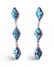 Load image into Gallery viewer, Natural Turquoise and Silver Tier Drop Earrings by The Urban Charm
