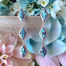Load image into Gallery viewer, Natural Turquoise and Silver Tier Drop Earrings by The Urban Charm
