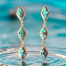 Load image into Gallery viewer, Natural Turquoise and Silver Tier Drop Earrings by The Urban Charm

