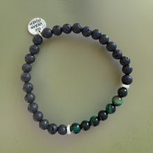 Load image into Gallery viewer, Black Lava Rock with Green Tiger's Eye Bracelet
