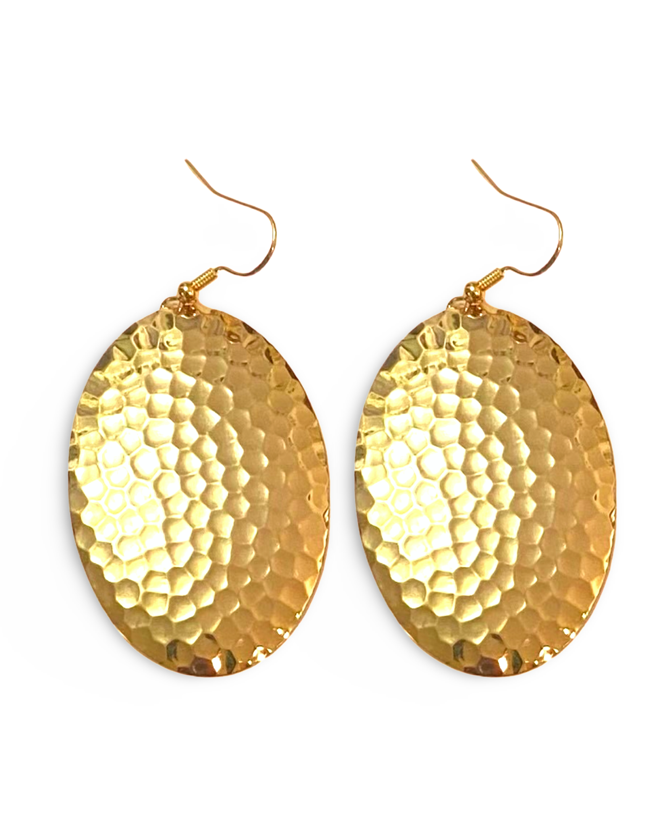 Blue Enamel Marble Oval Dome Earrings