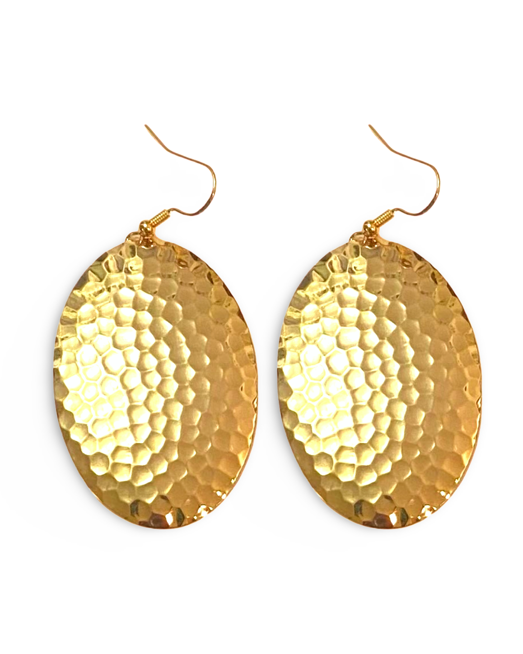 Blue Enamel Marble Oval Dome Earrings