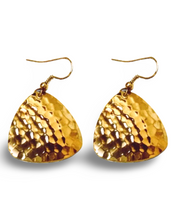 Load image into Gallery viewer, Hammered Guitar Pick Dangle Earrings
