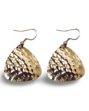 Load image into Gallery viewer, Hammered Guitar Pick Dangle Earrings
