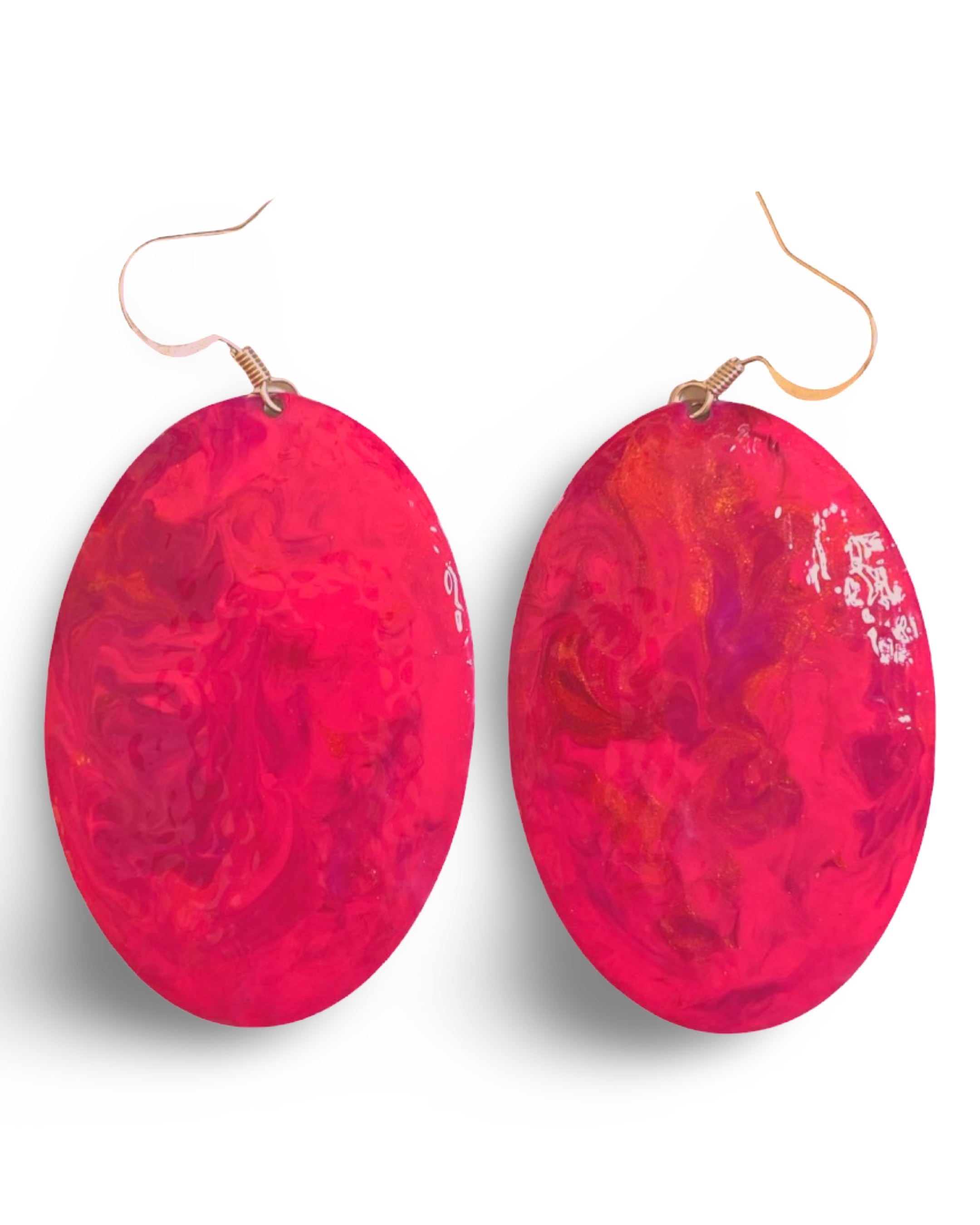 Pink Marble Oval Dome Lures of Love Earrings