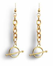 Load image into Gallery viewer, Silver Chain Toggle Earrings
