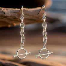 Load image into Gallery viewer, Silver Chain Toggle Earrings
