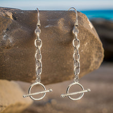 Load image into Gallery viewer, Silver Chain Toggle Earrings
