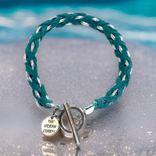 Load image into Gallery viewer, Turquoise Suede Woven Cable Chain Toggle Bracelet
