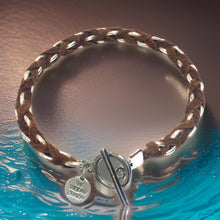 Load image into Gallery viewer, Camel Suede Woven Cable Chain Toggle Bracelet
