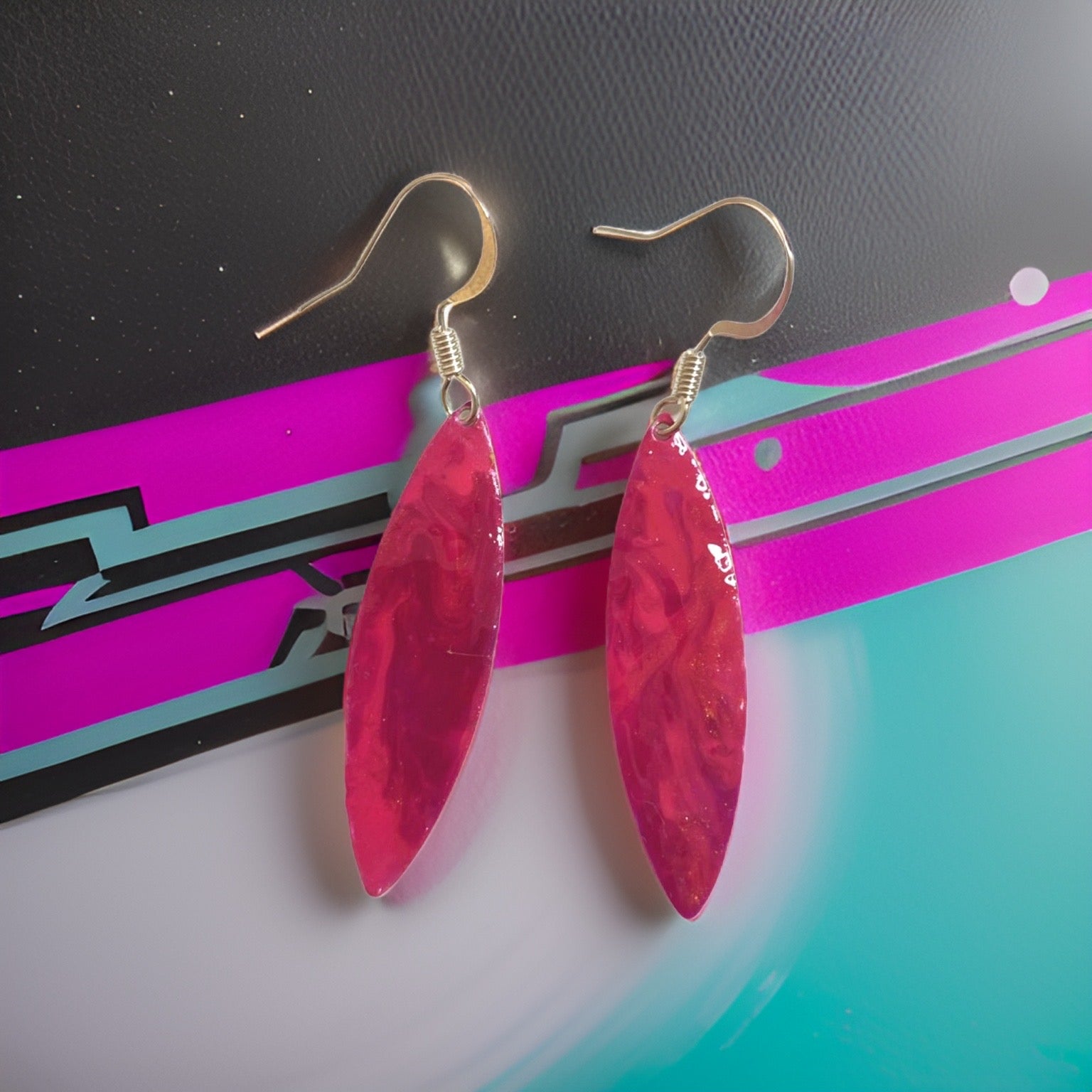 Pink Marble Mini Navette Lures of Love Earrings